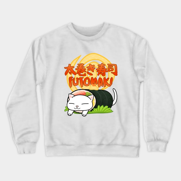 Chubby Cat Futomaki Sushi Crewneck Sweatshirt by Takeda_Art